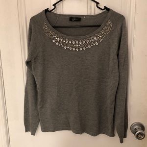 SALE! 🛑 Grey Longsleeve Shirt with Rhinestone Neck